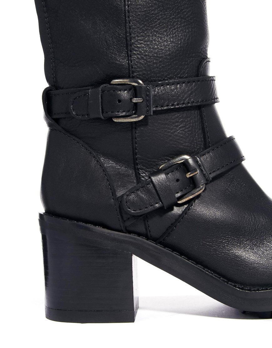 knee length biker boots