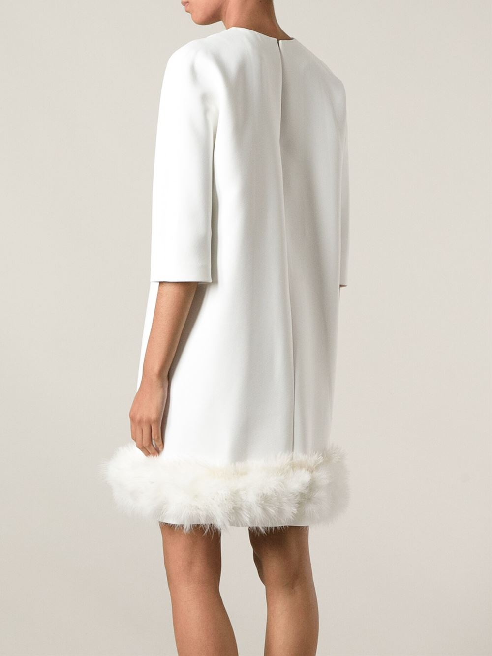 white dress fur trim