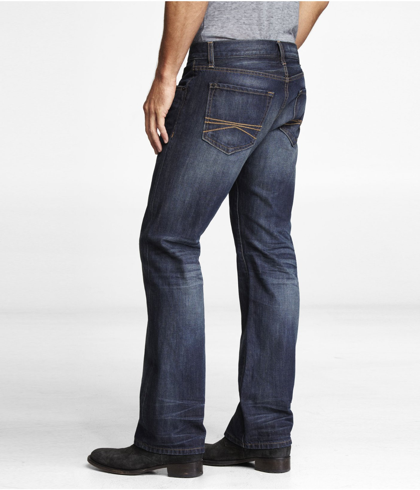 Express Rocco Slim Fit Boot Cut Jean in Dark Indigo (Blue) for Men | Lyst