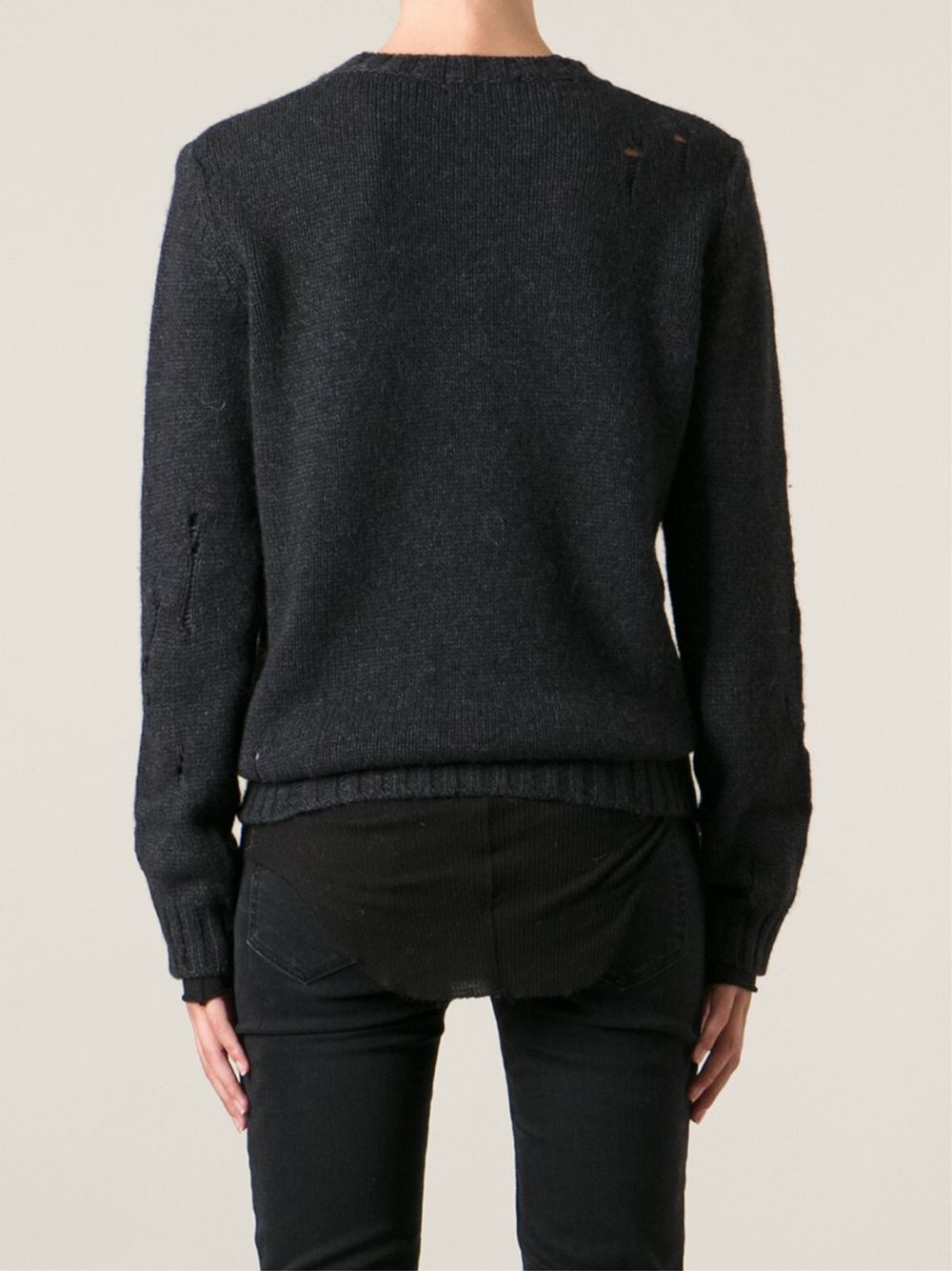 DIESEL Distressed Sweater in Black | Lyst