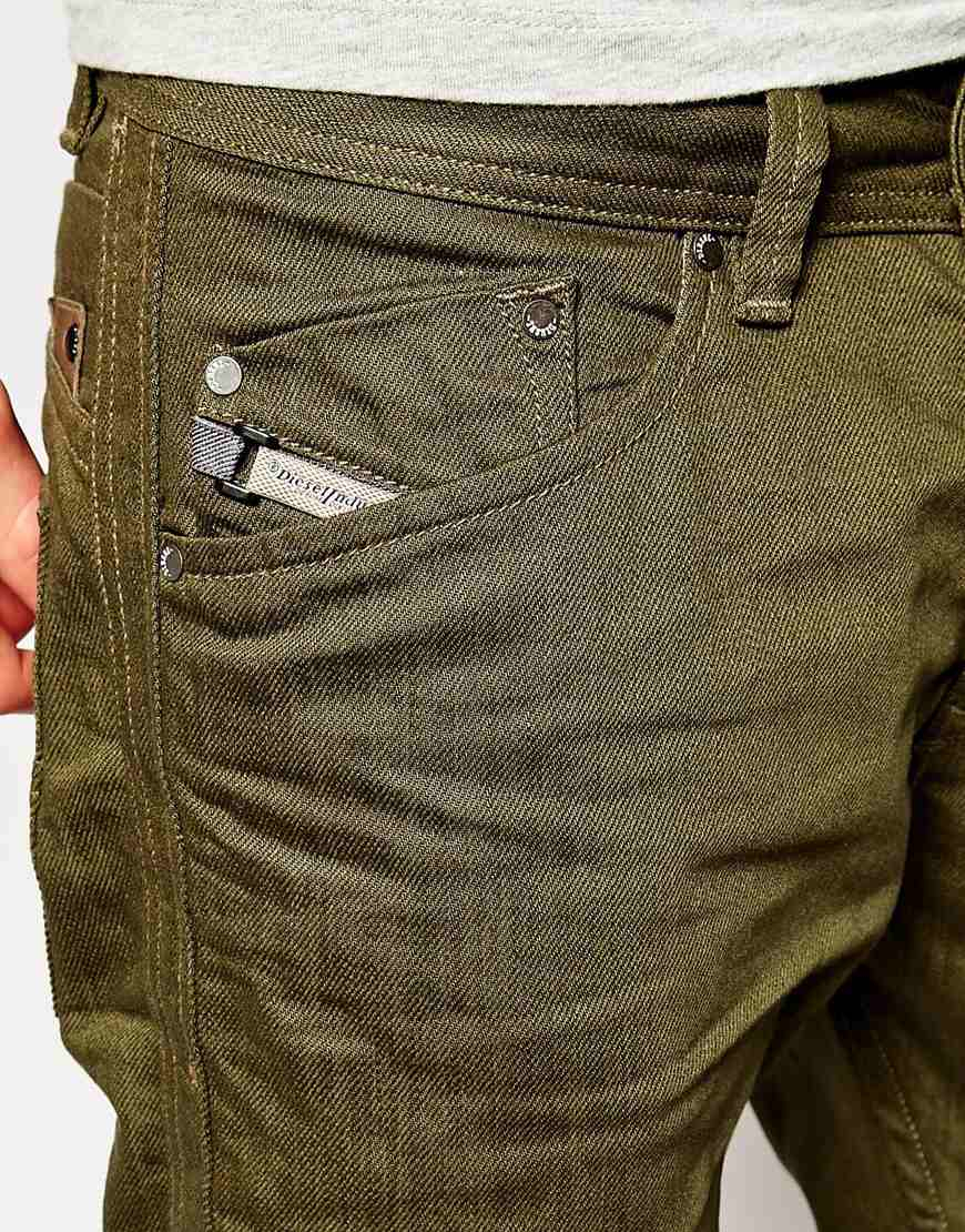 Lyst - Diesel Jeans Darron Regular Slim Fit 8Qu Olive Overdye in Green for Men