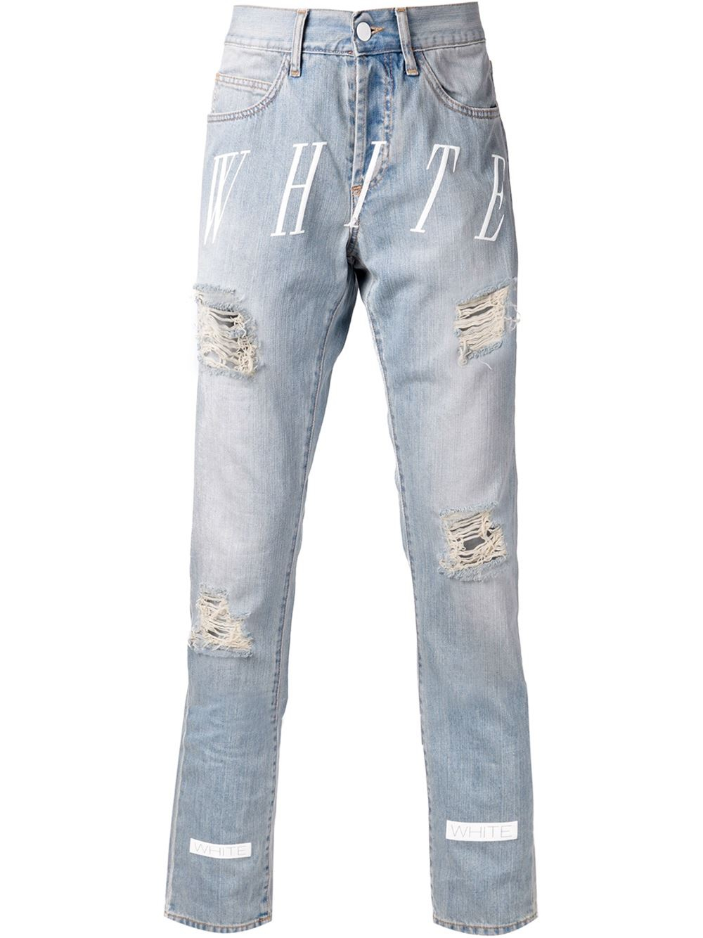 Stige ovn svamp Off-White c/o Virgil Abloh Distressed Striped Jeans in Blue for Men | Lyst