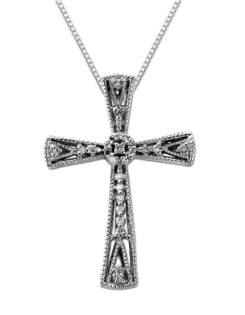 Lord & taylor Diamond And Sterling Silver Cross Pendant Necklace in ...