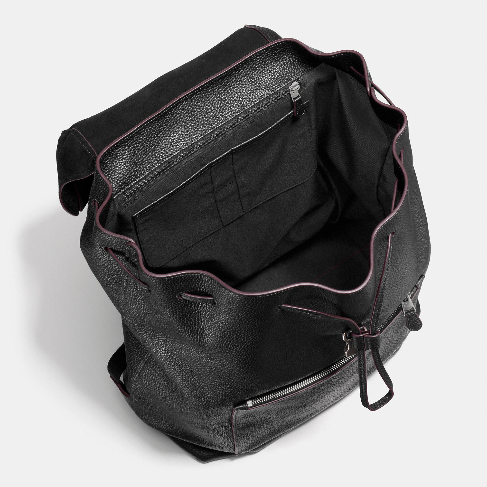 coach black leather backpack mens