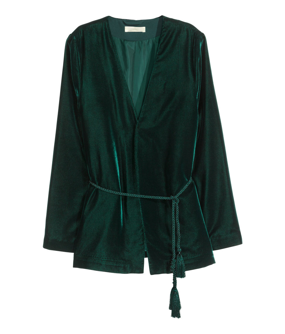 H&M Velvet Jacket in Dark Green (Green) - Lyst