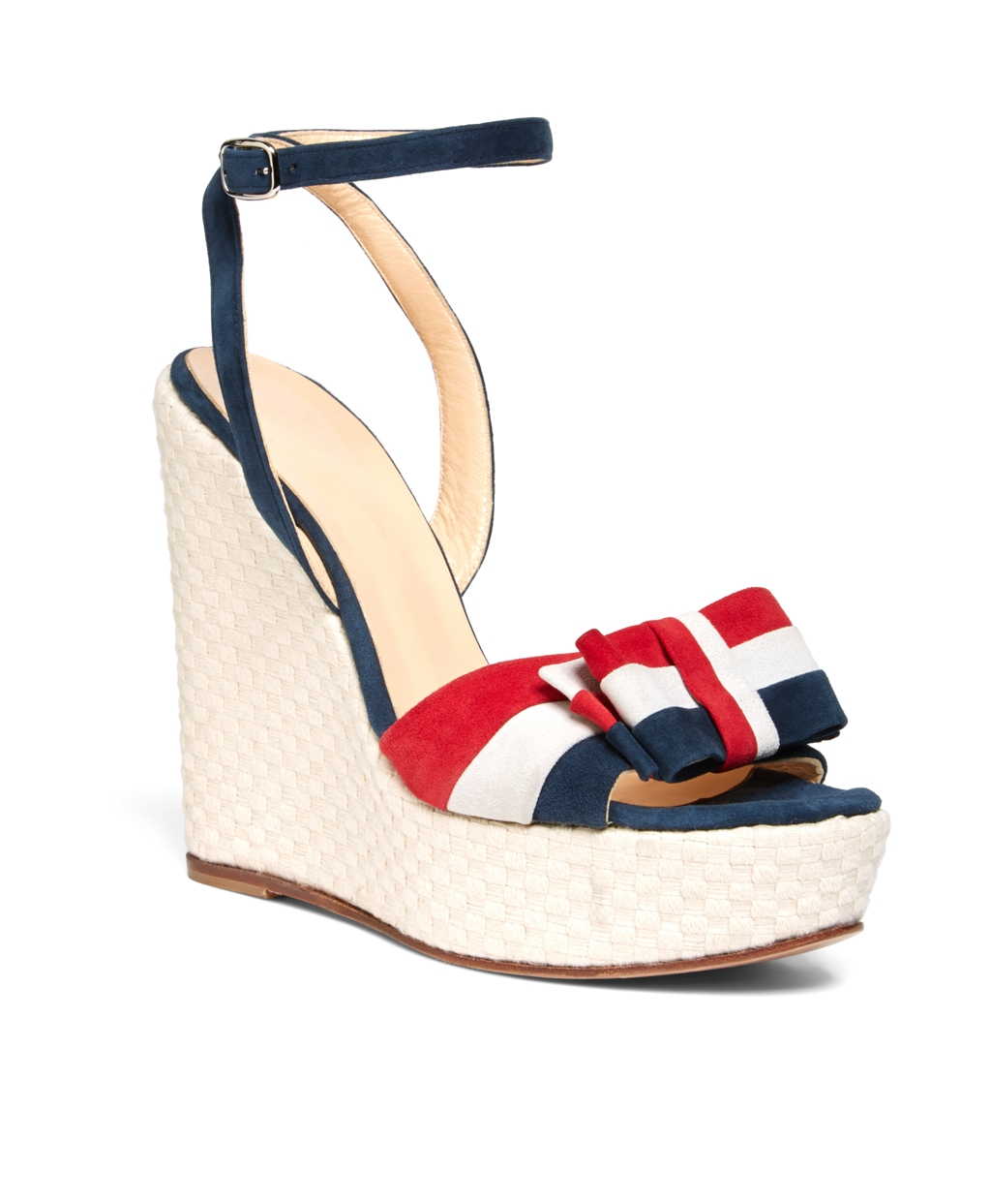 red white and blue wedge sandals