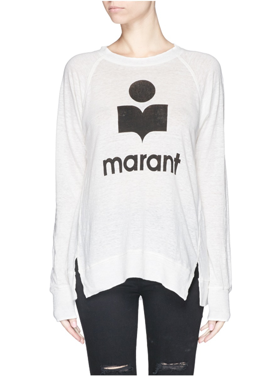 Etoile Isabel Marant Kao Marant S Logo Slub Jersey T Shirt In White Lyst