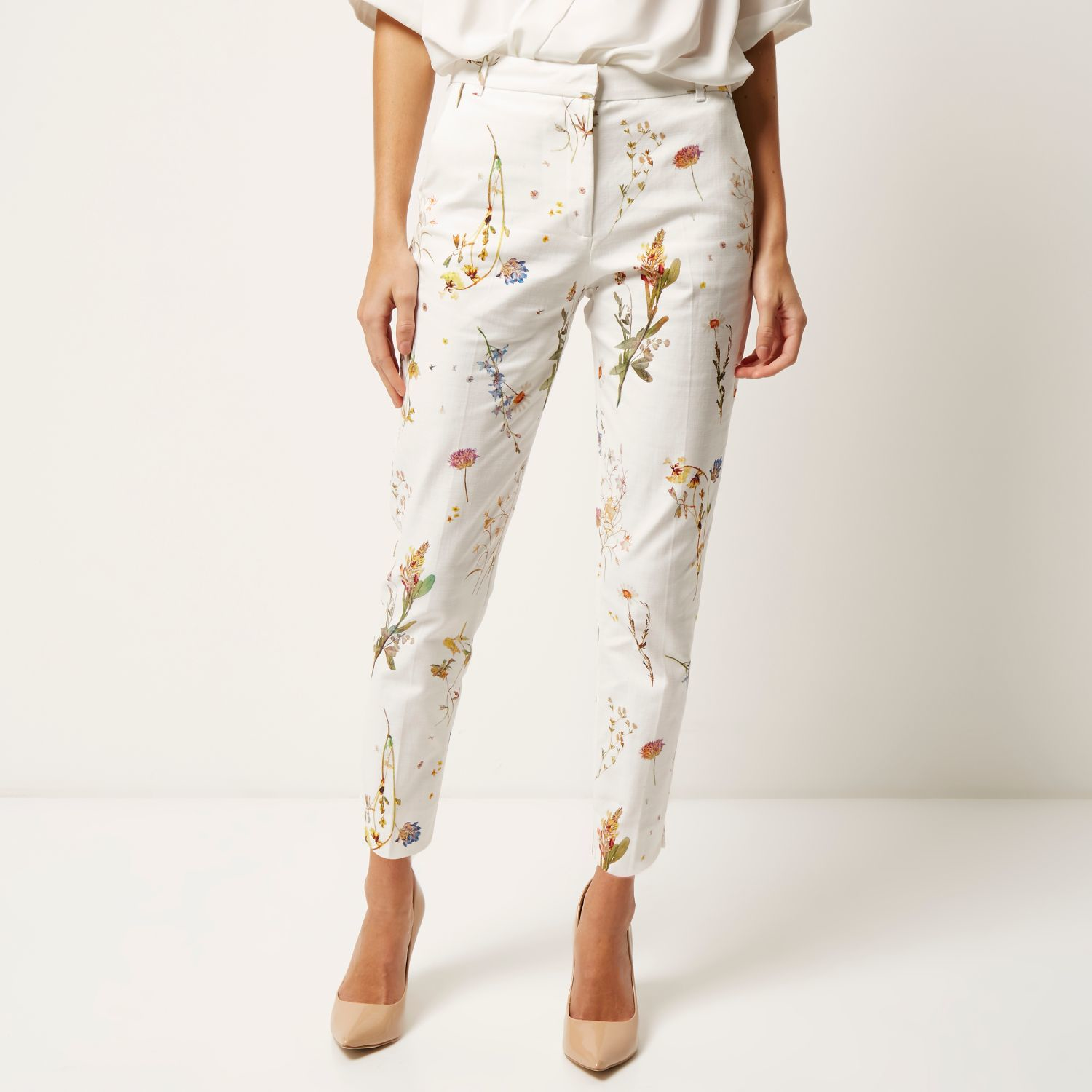 White floral pants