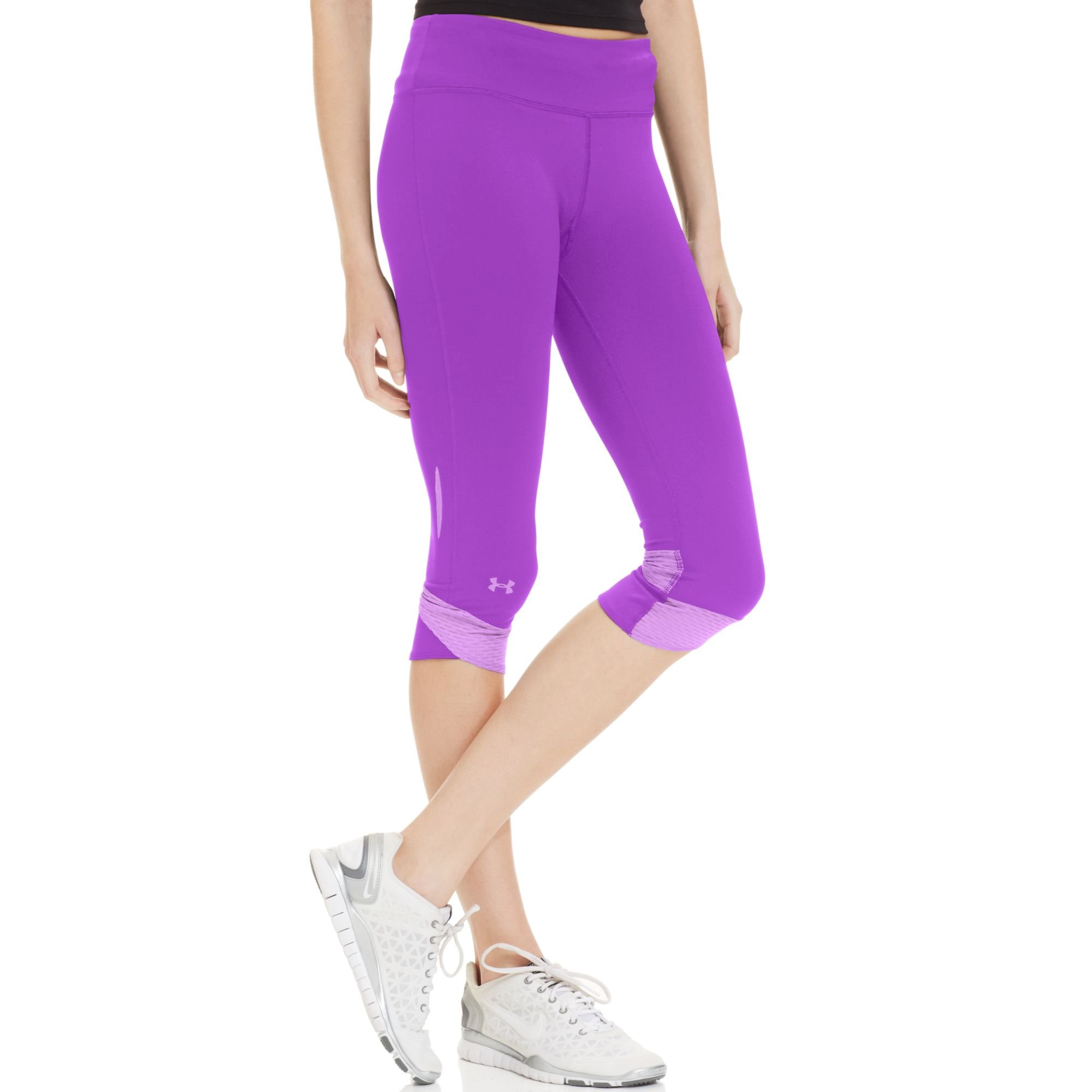 Under armour Flyby Compression Capri Leggings in Purple | Lyst