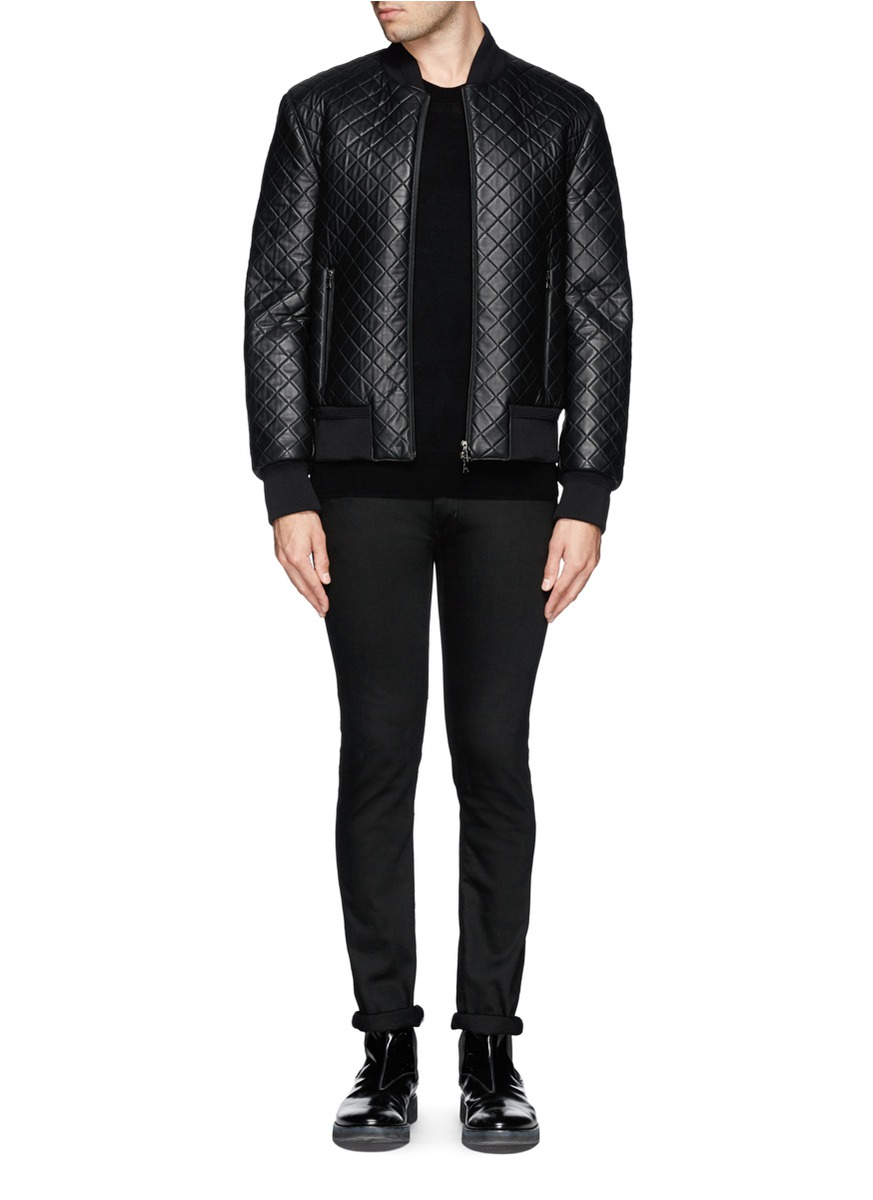 Neil Barrett Quilted Leather Bomber Jacket in Black for Men | Lyst