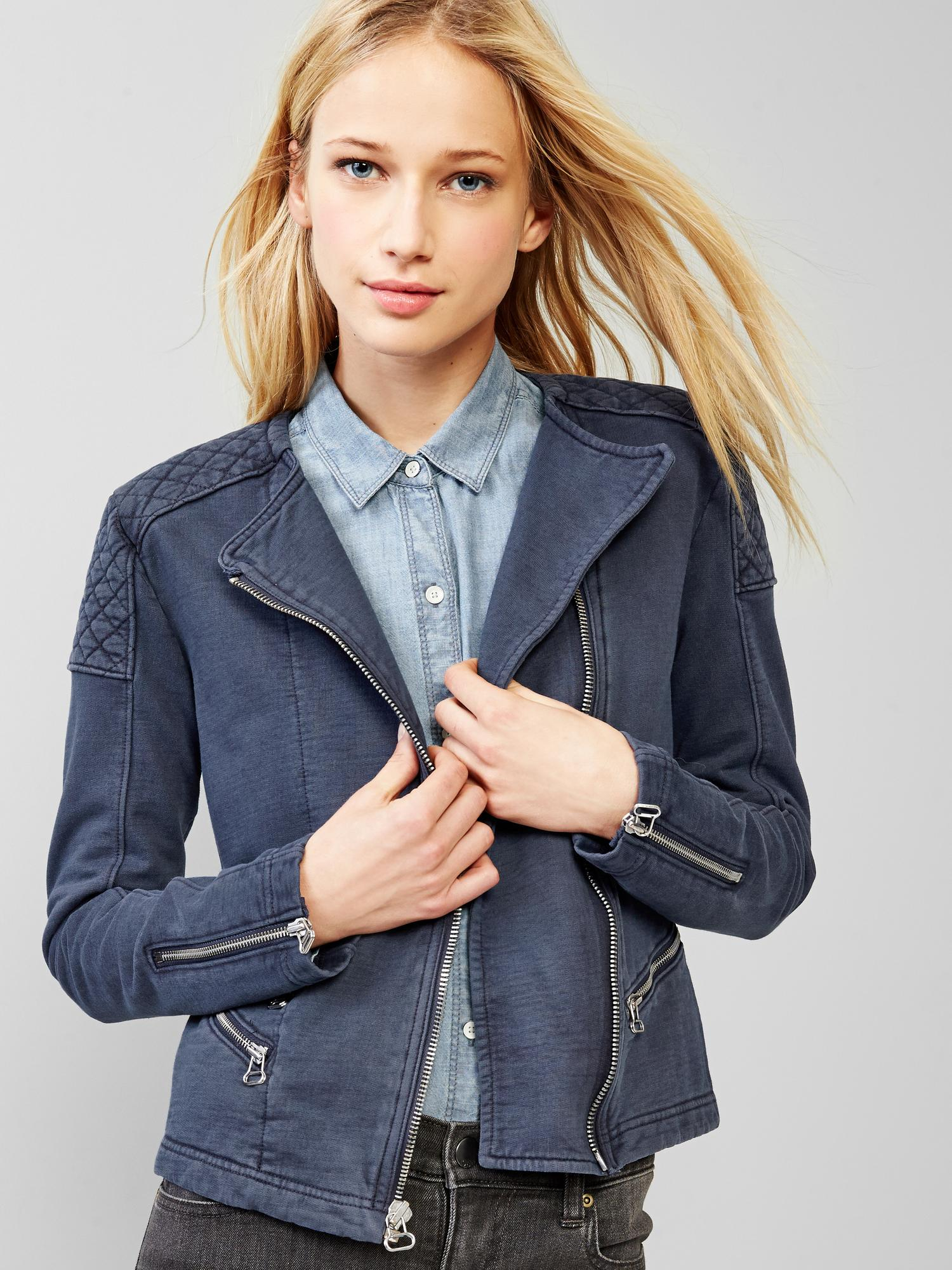 Gap Quilted Moto Knit Jacket in Blue (vintage navy) Lyst