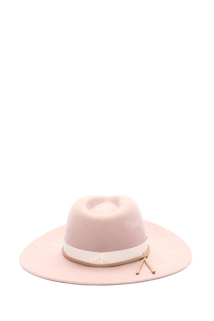 Wool Wide-brim Fedora in Dusty Pink 