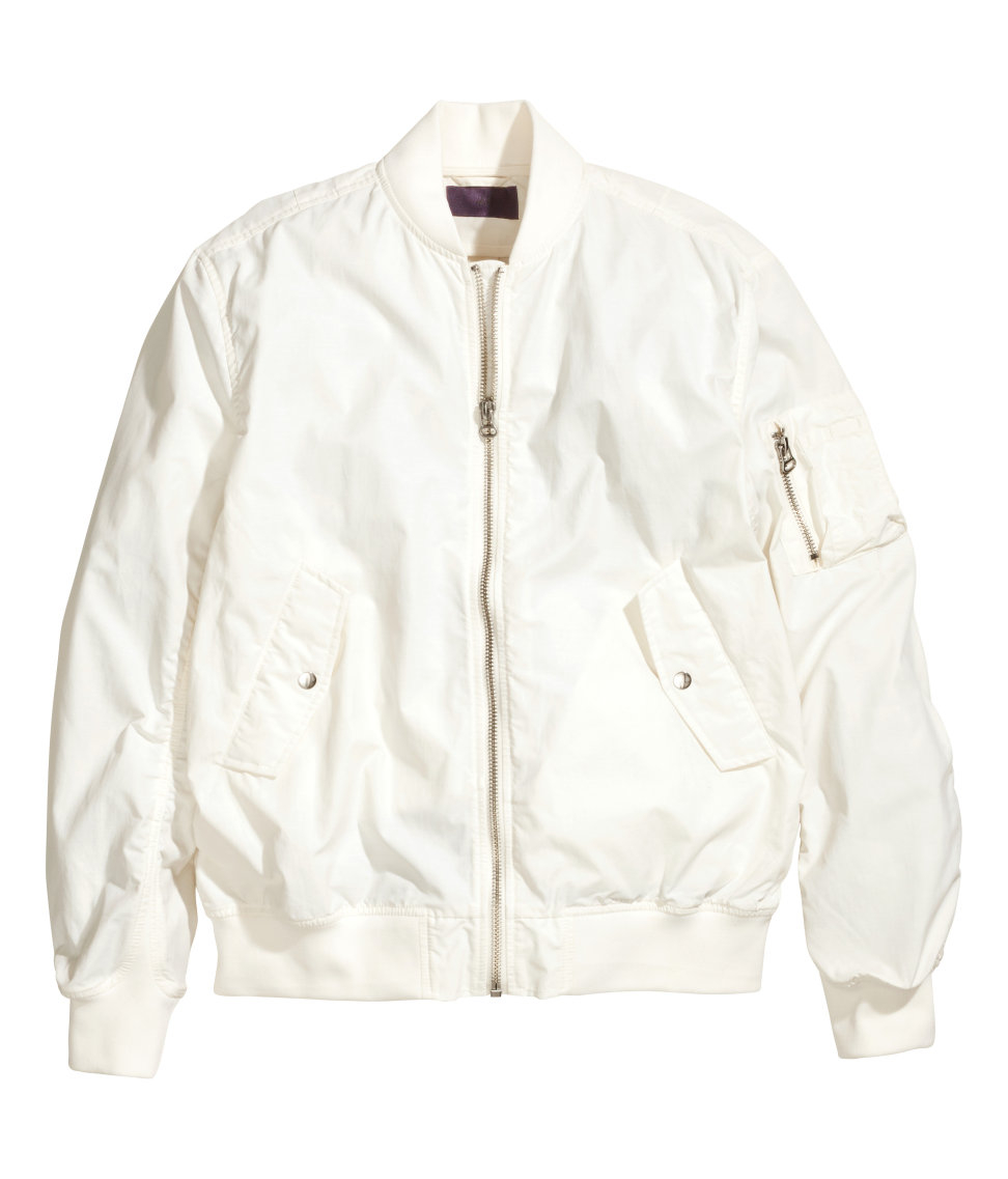 H&M Bomber Jacket in White for Men | Lyst