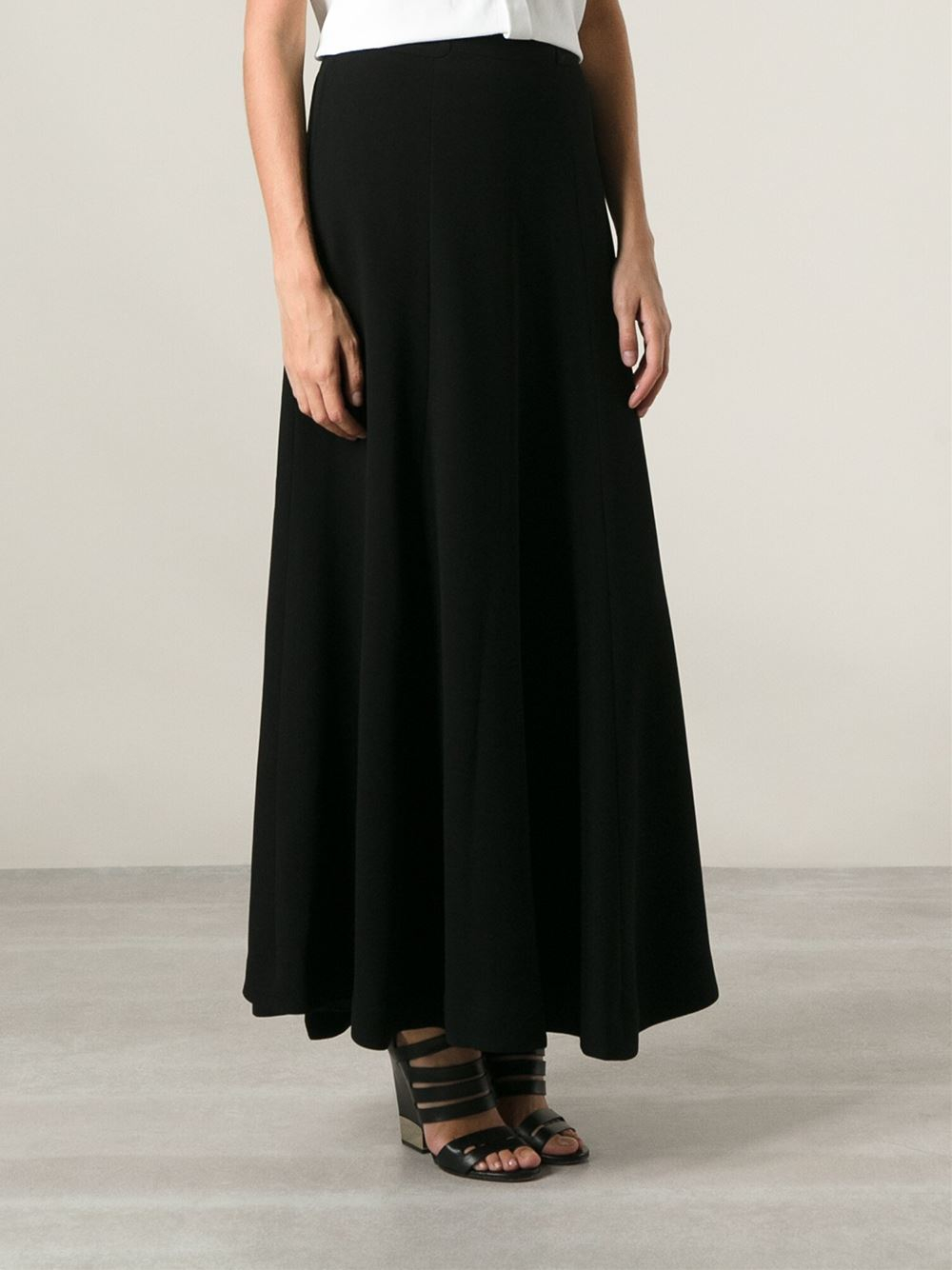 Tory burch Long A-Line Skirt in Black | Lyst
