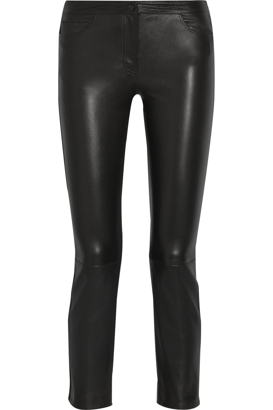 Lyst - The Row Landly Cropped Stretch-Leather Straight-Leg Pants in Black