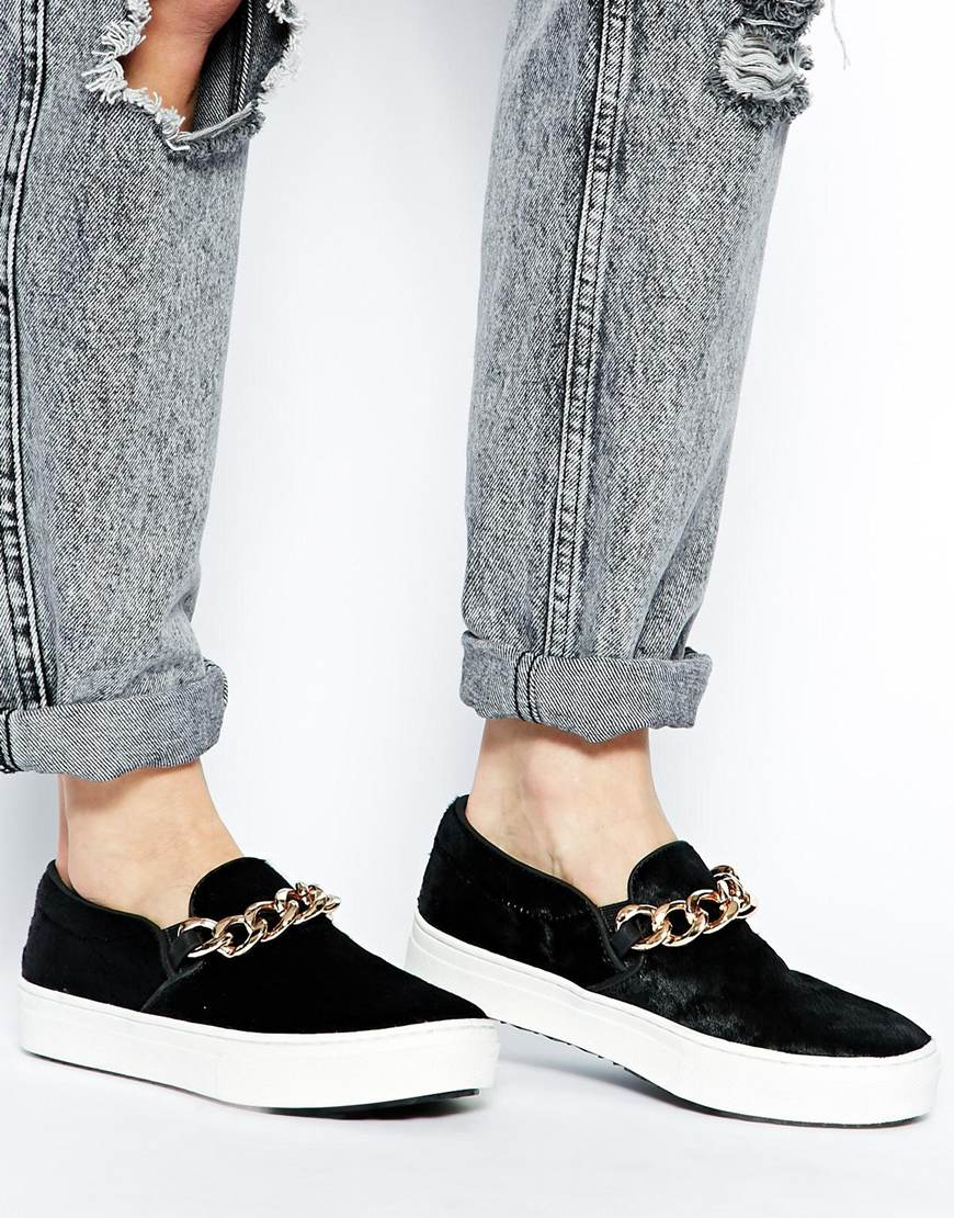 ALDO Daigh Black Chain Detail Slip On Trainers - Lyst