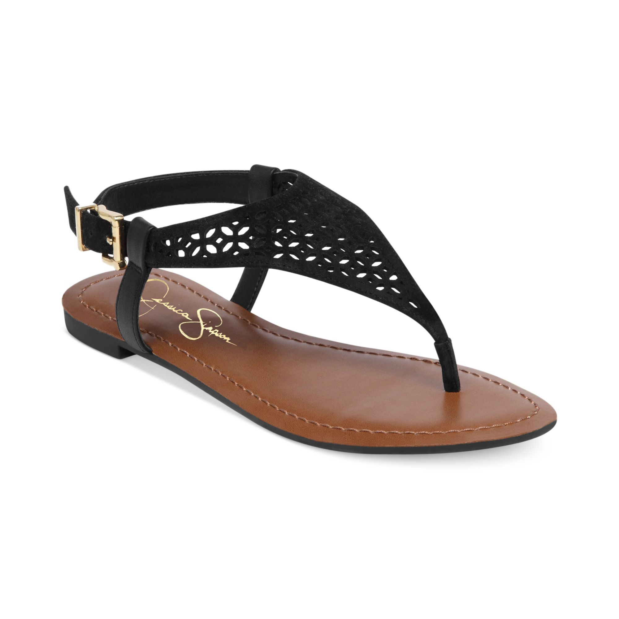 Jessica Simpson Grile Flat Thong Sandals in Black | Lyst