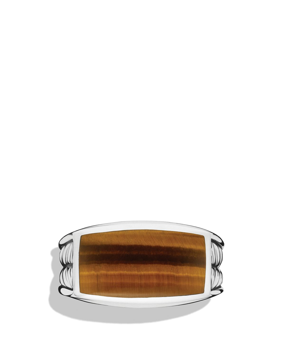 David Yurman Chevron Narrow Ring With Tiger's Eye in Silver (Metallic