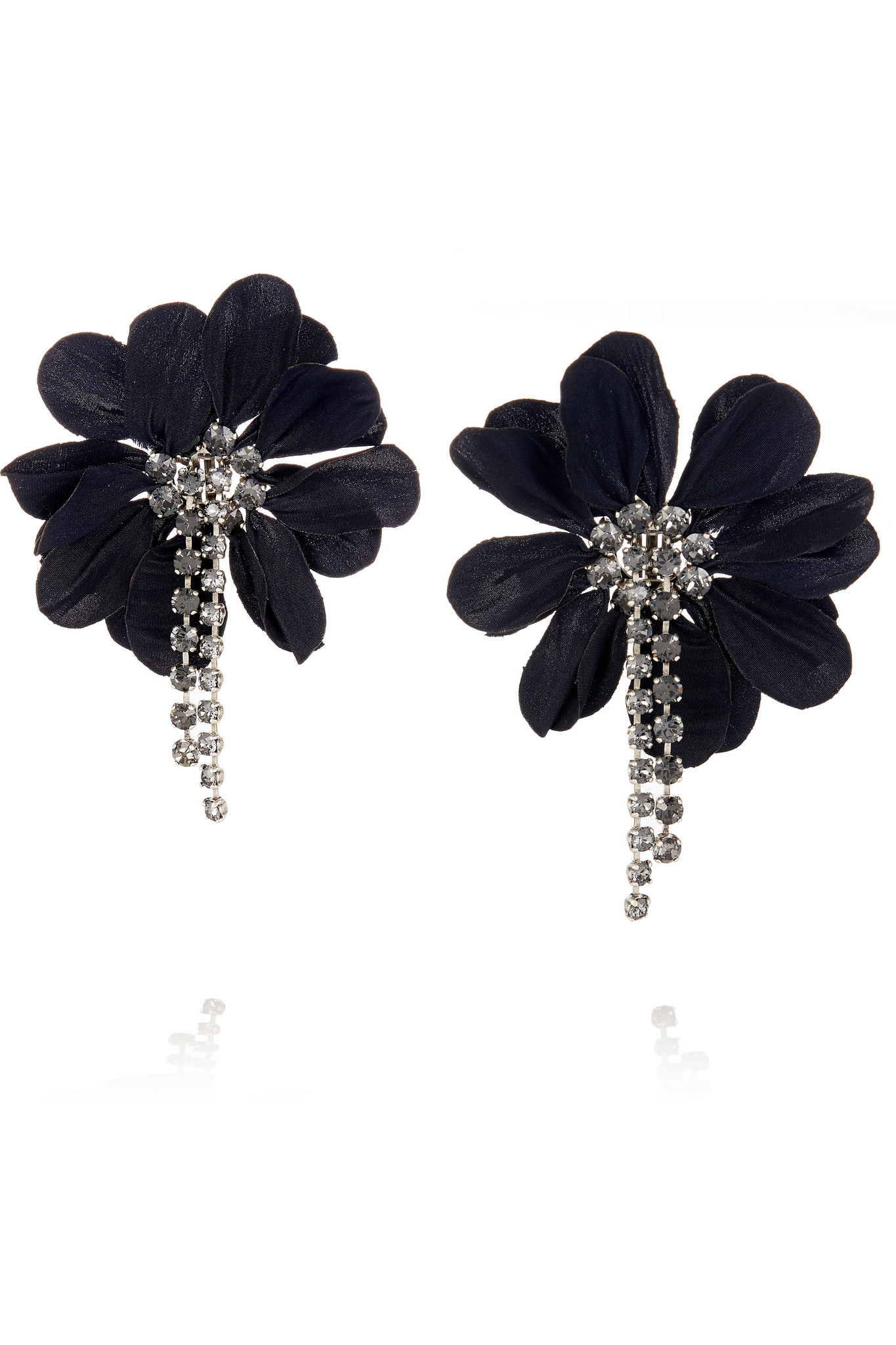 Lyst Lanvin Silver Tone Swarovski Crystal Clip Earrings In Blue Gallery