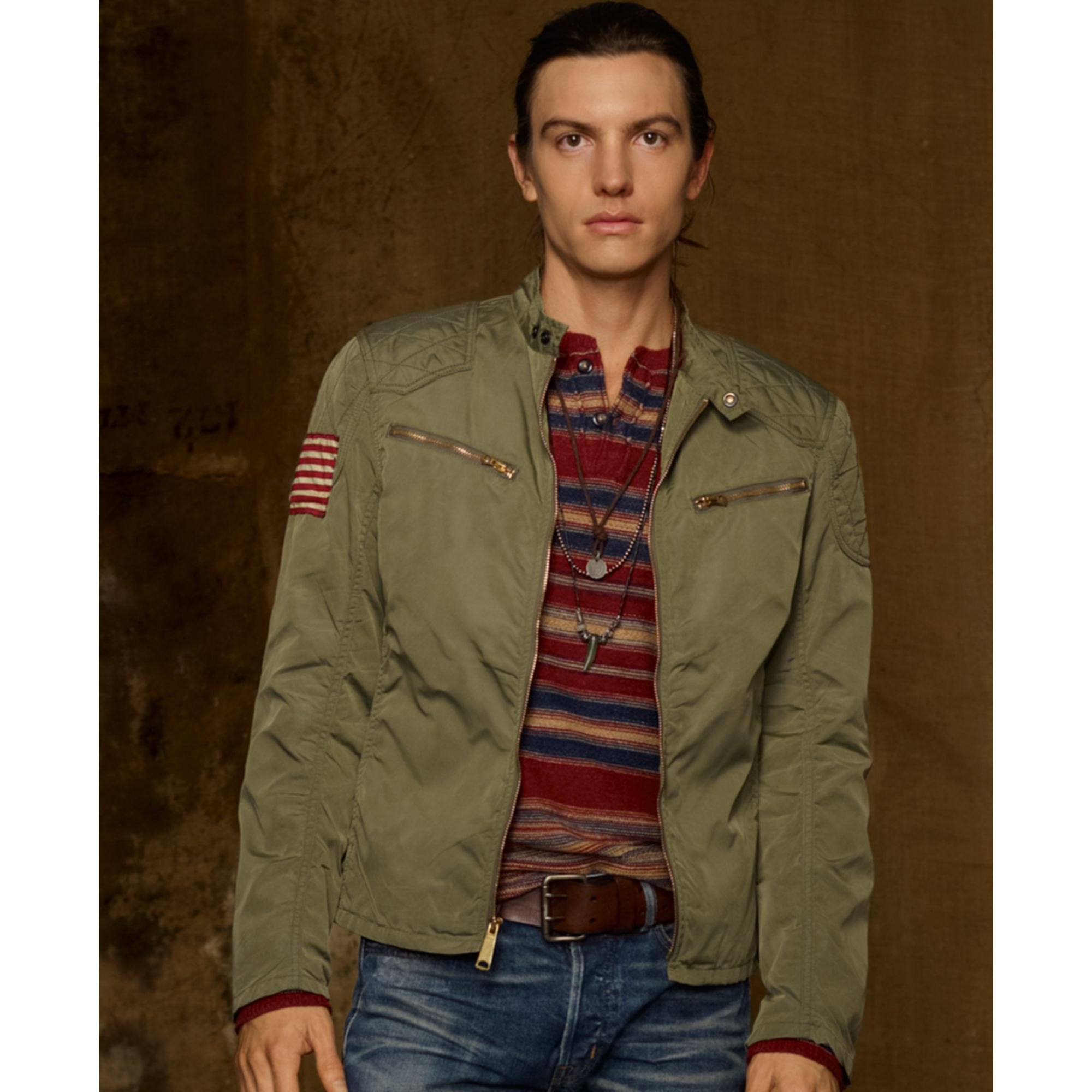 Denim & Supply Ralph Lauren Motorcycle Jacket in Army Olive (Green) for Men  | Lyst