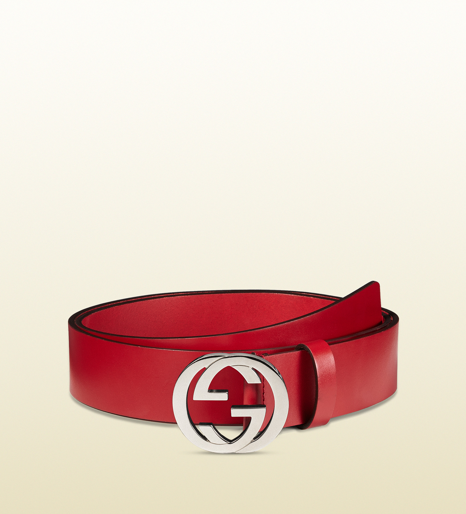 red gucci leather belt
