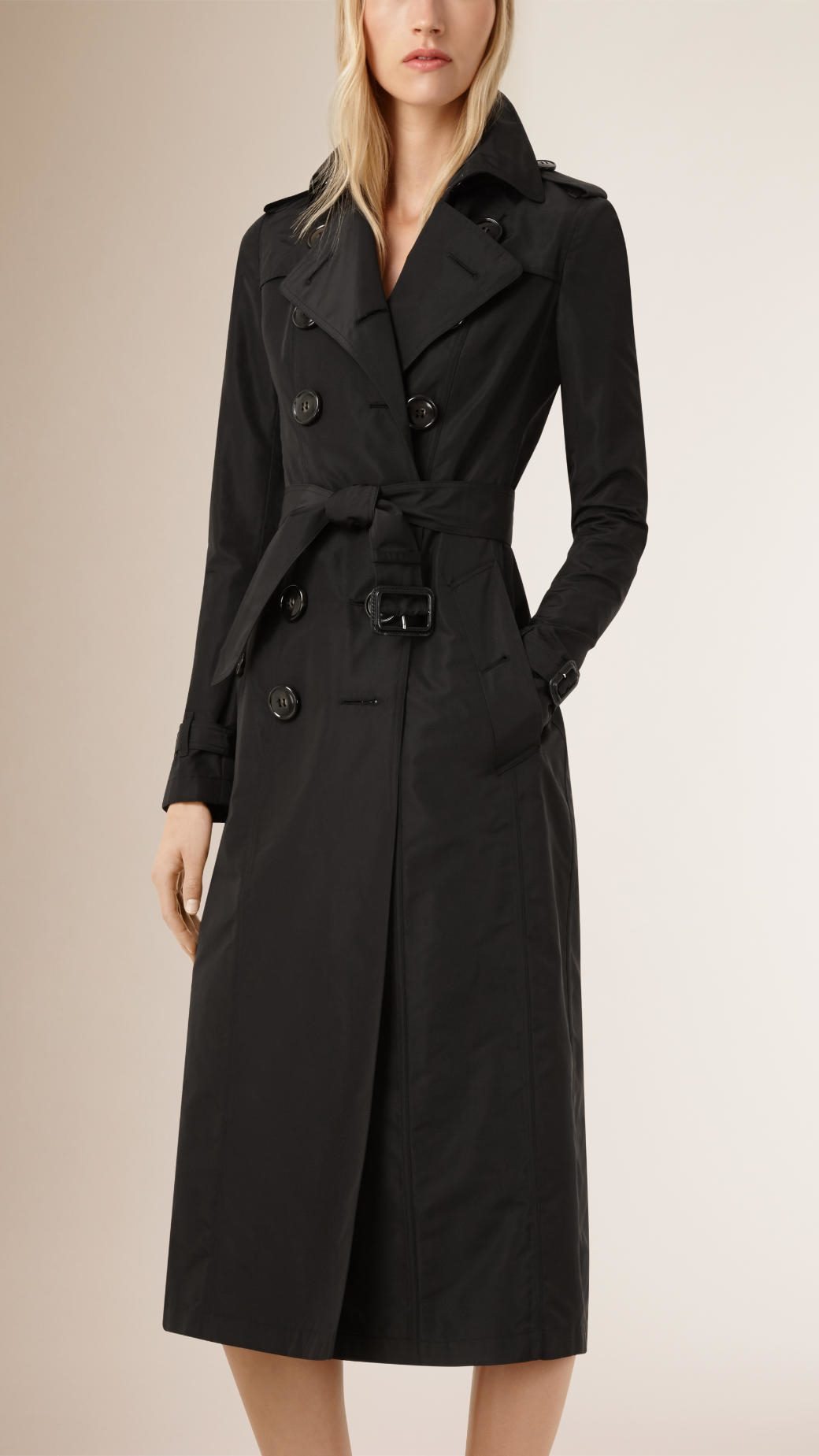 Burberry Silk Trench Coat in Black - Lyst