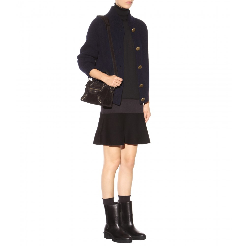 dobbelt browser heldig Balenciaga Classic Mini City Suede Shoulder Bag in Black | Lyst