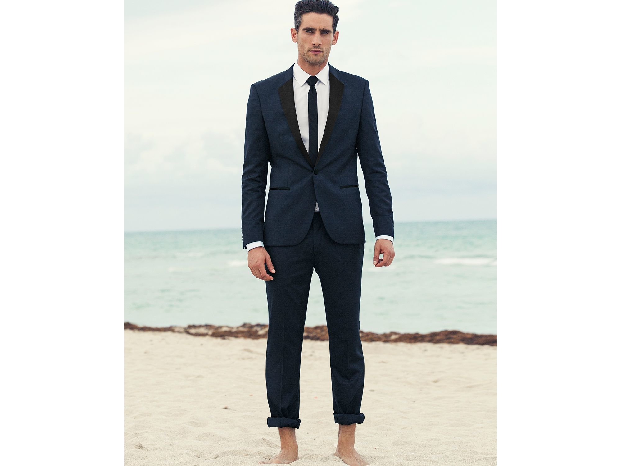 BOSS by Hugo Boss Satin Hugo Slim Fit Tuxedo in Navy (Blue) for Men Lyst