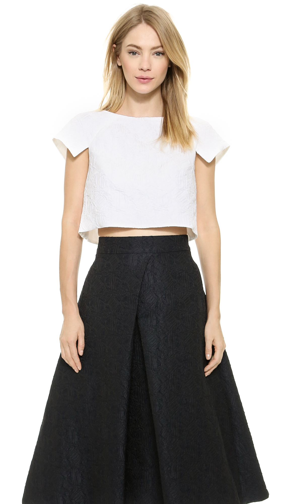 White formal crop top sale