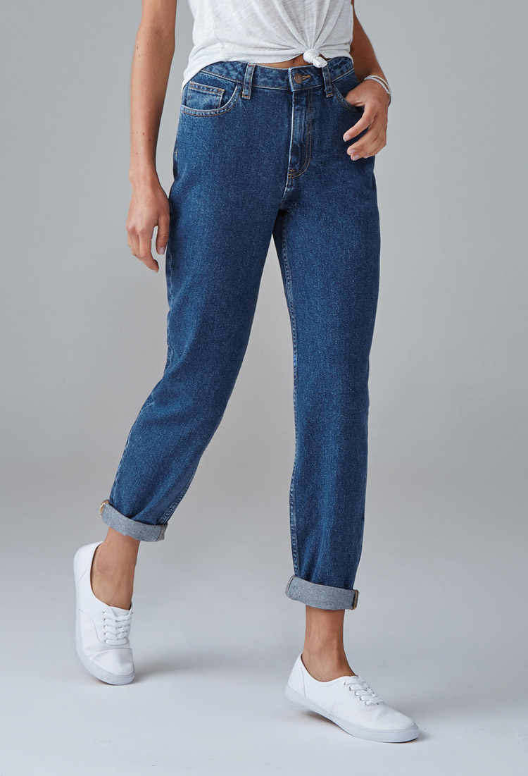 blue denim mom jeans