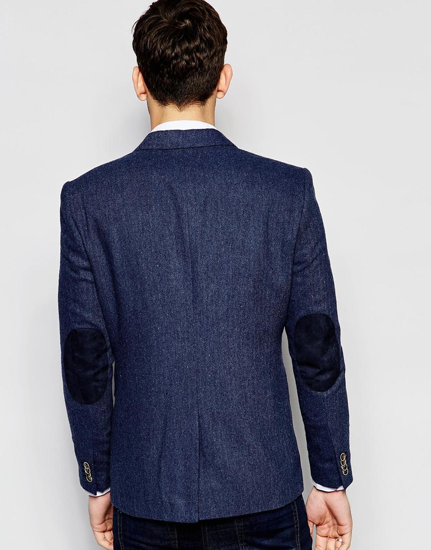 Jack & jones Premium Herringbone Blazer in Blue for Men (Navy) Lyst
