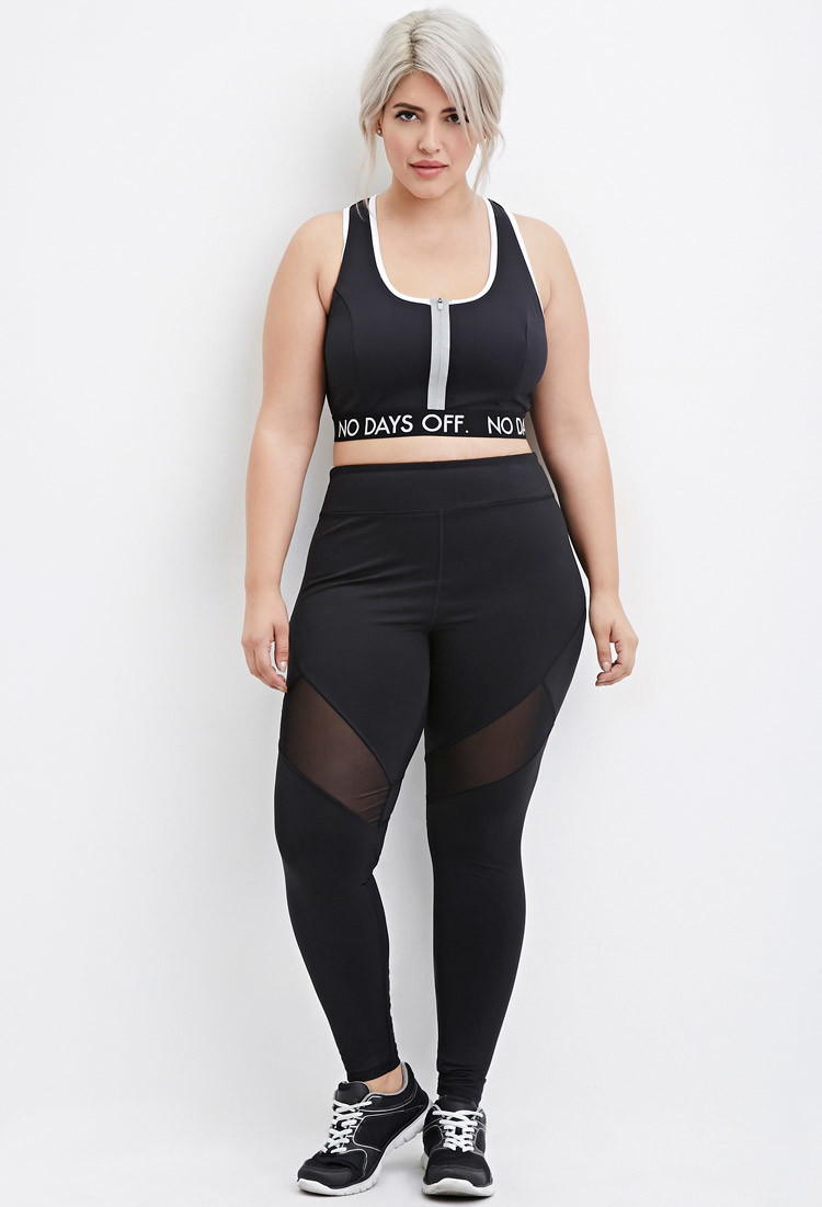 Lyst - Forever 21 Plus Size Mesh-paneled Athletic Leggings You've Been ...