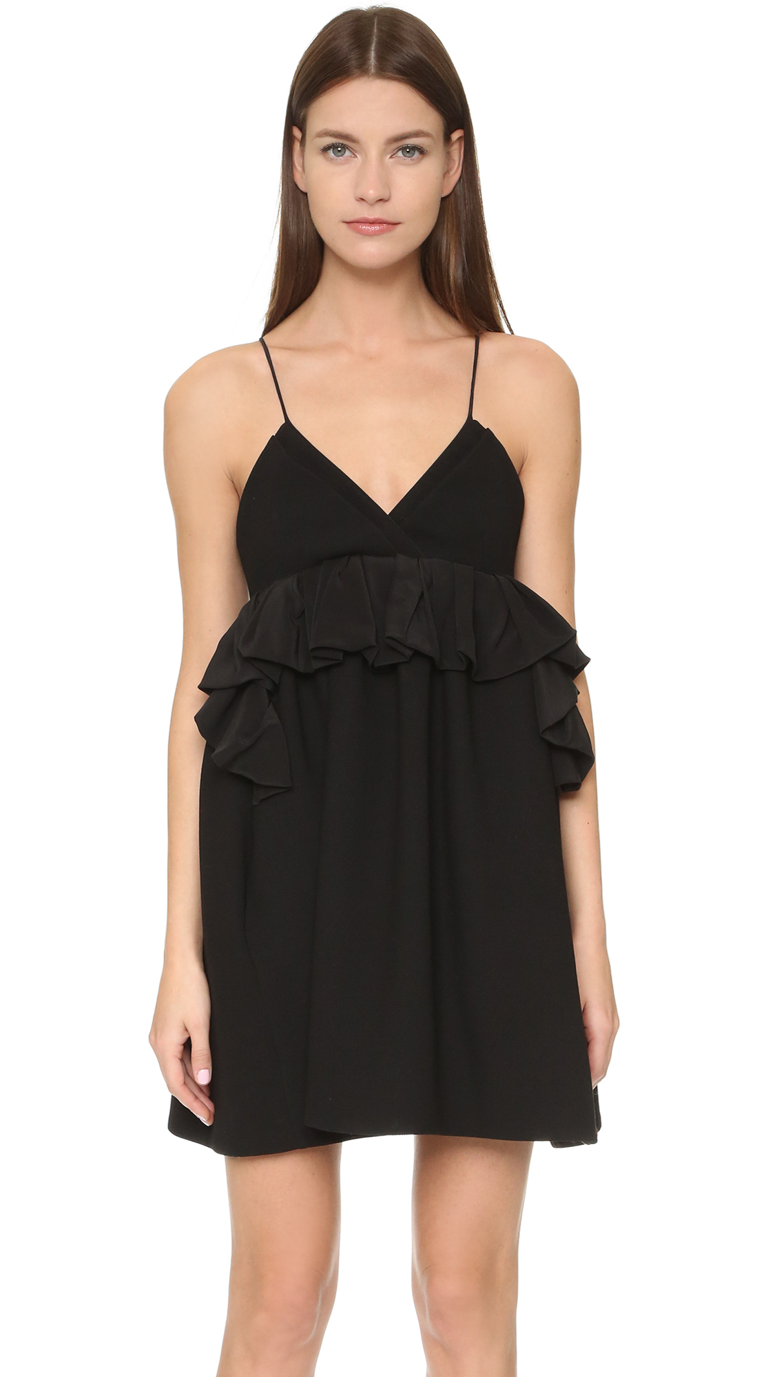 Lyst - Victoria, Victoria Beckham Ruffle Front Dress in Black