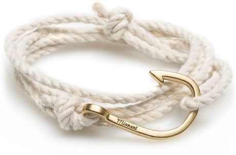 Miansai Natural Rope Gold Hook Bracelet in White for Men