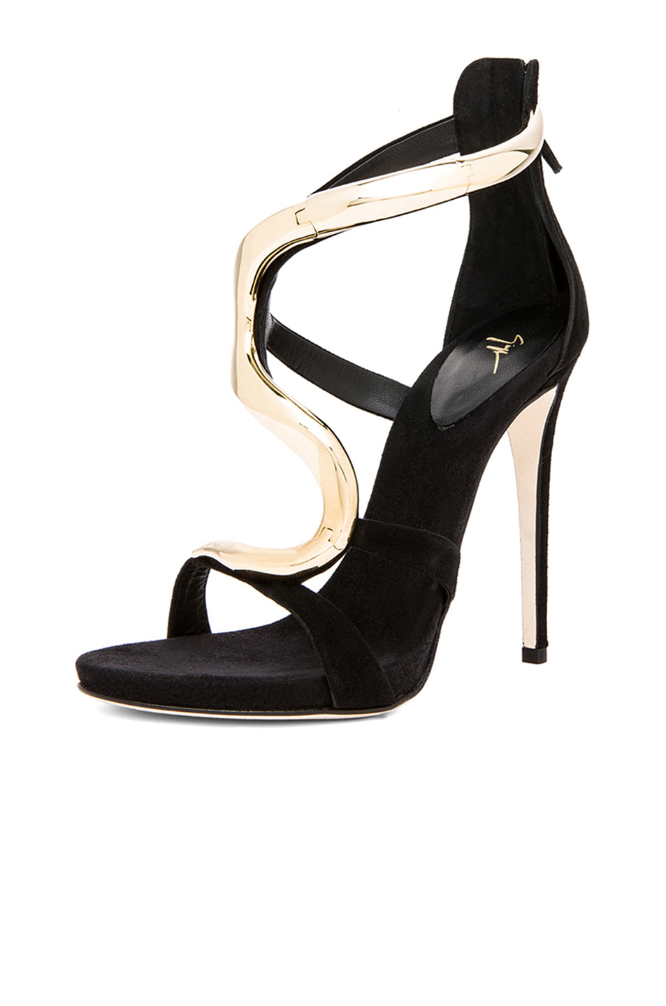 Stylish Black Suede Kitten Heels with Gold Buckle