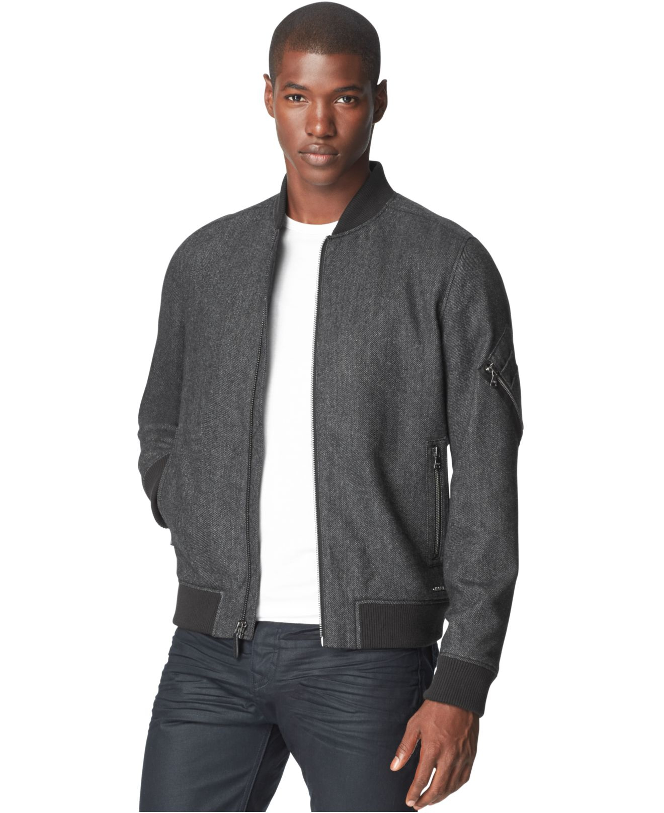 Calvin Klein Wool-Blend Bomber Jacket in Gray for Men - Lyst