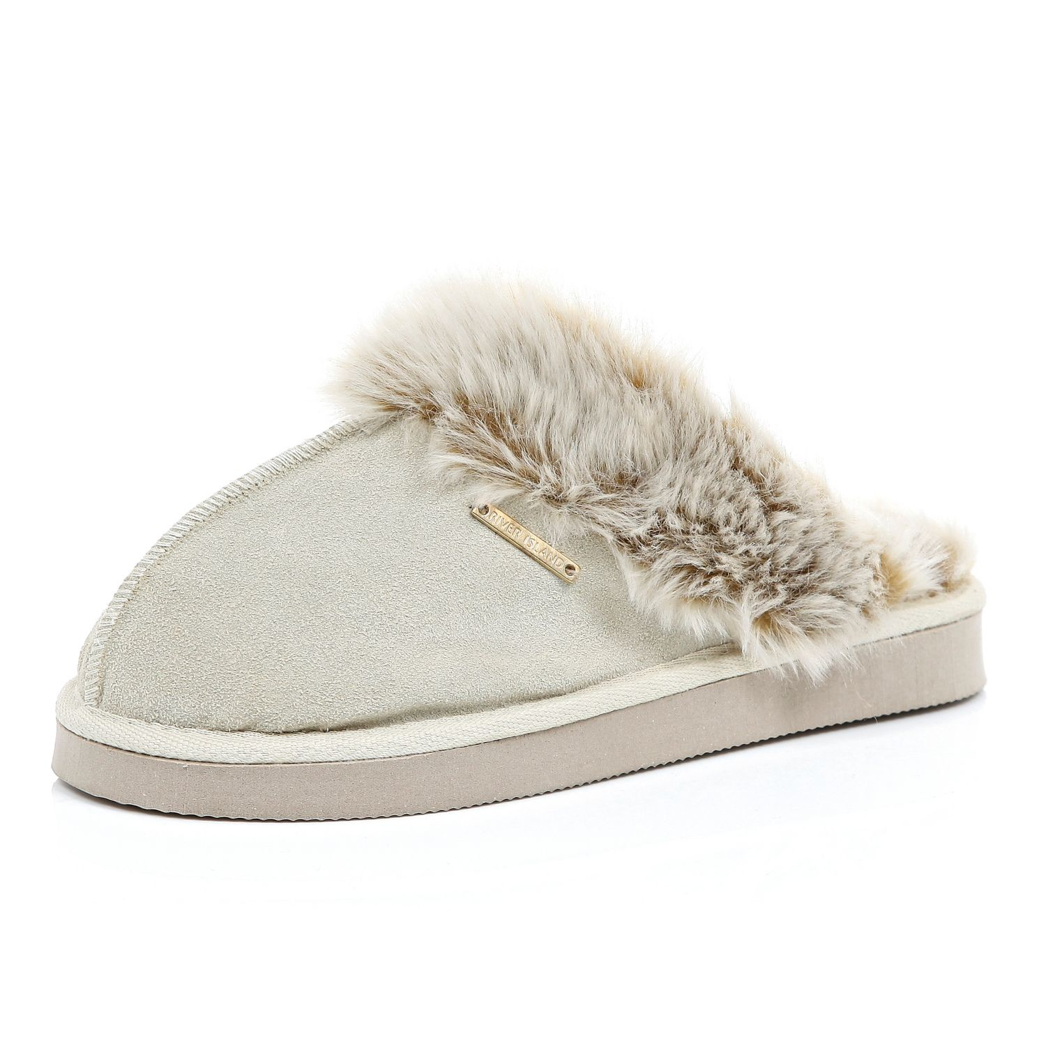 island slippers river island beige suede slippers in beige lyst island slippers river island beige suede slippers in beige lyst