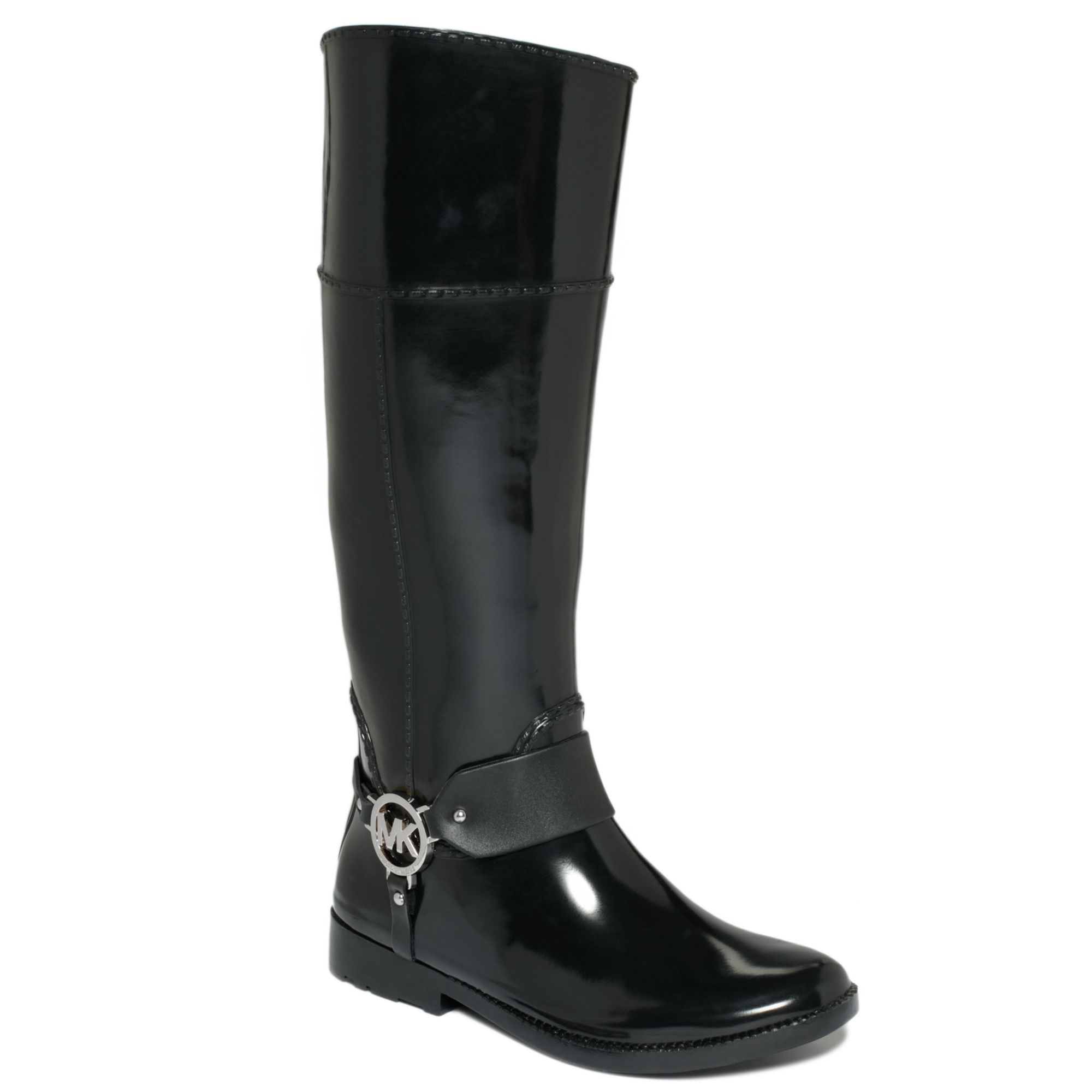 Michael Kors Michael Fulton Harness Rain Boots in Black (Black Rubber ...