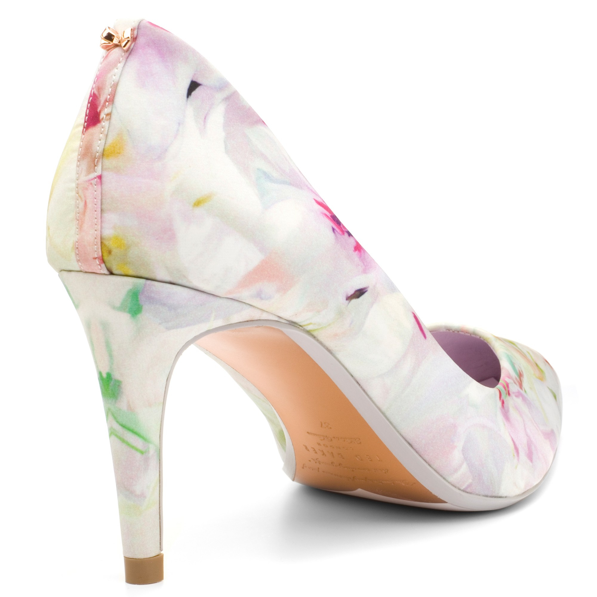 Ted Baker Denim Charmesa Floral Print Pointed Court Shoes in Pink - Lyst
