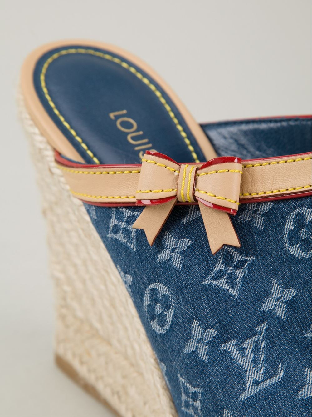 Louis Vuitton 2000s Monogram Denim Ribbon Mules · INTO