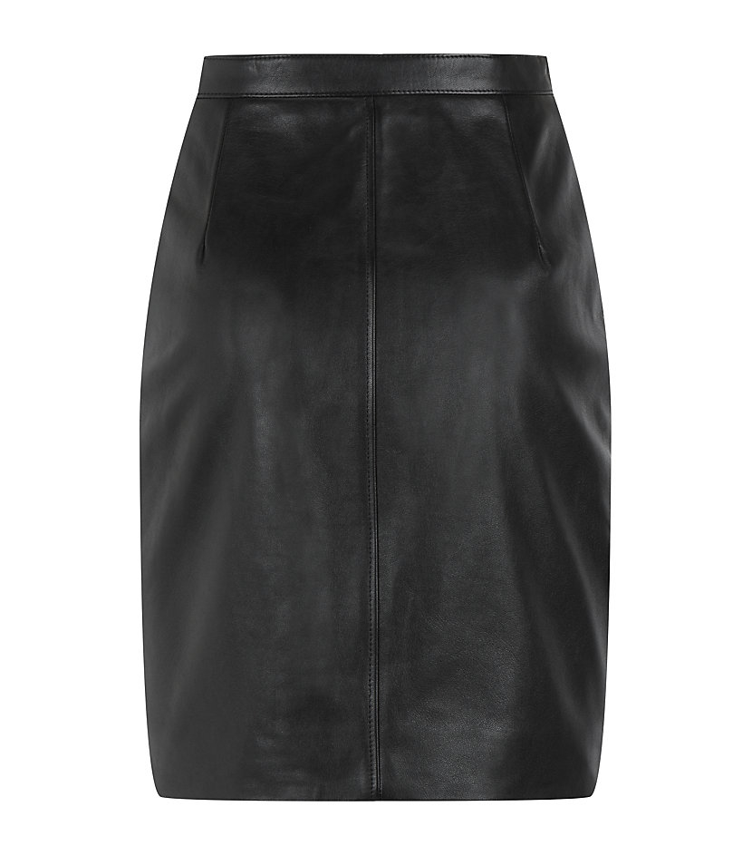 Saint laurent Zipped Leather Mini Skirt in Black | Lyst