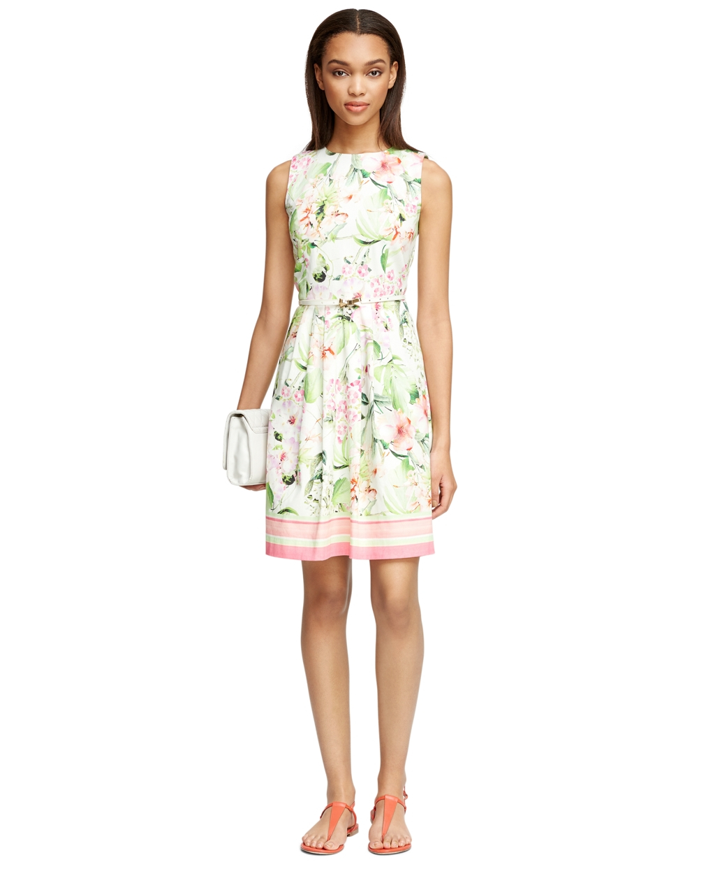 Brooks brothers Cotton Floral Dress in Pink Lyst