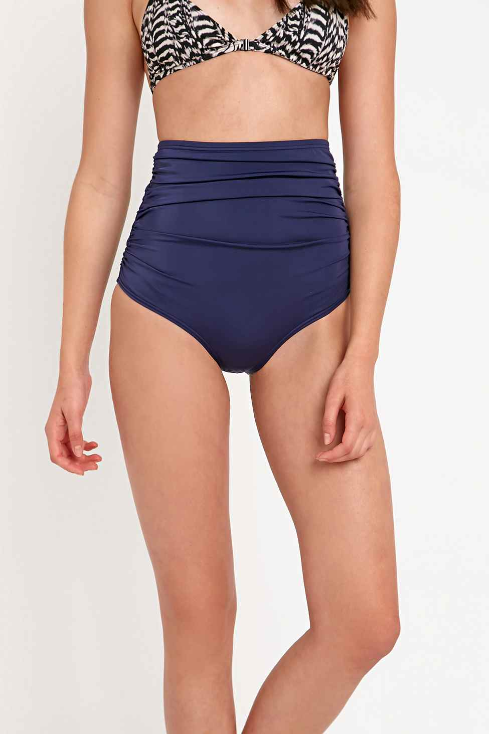 dark blue high waisted bikini bottoms