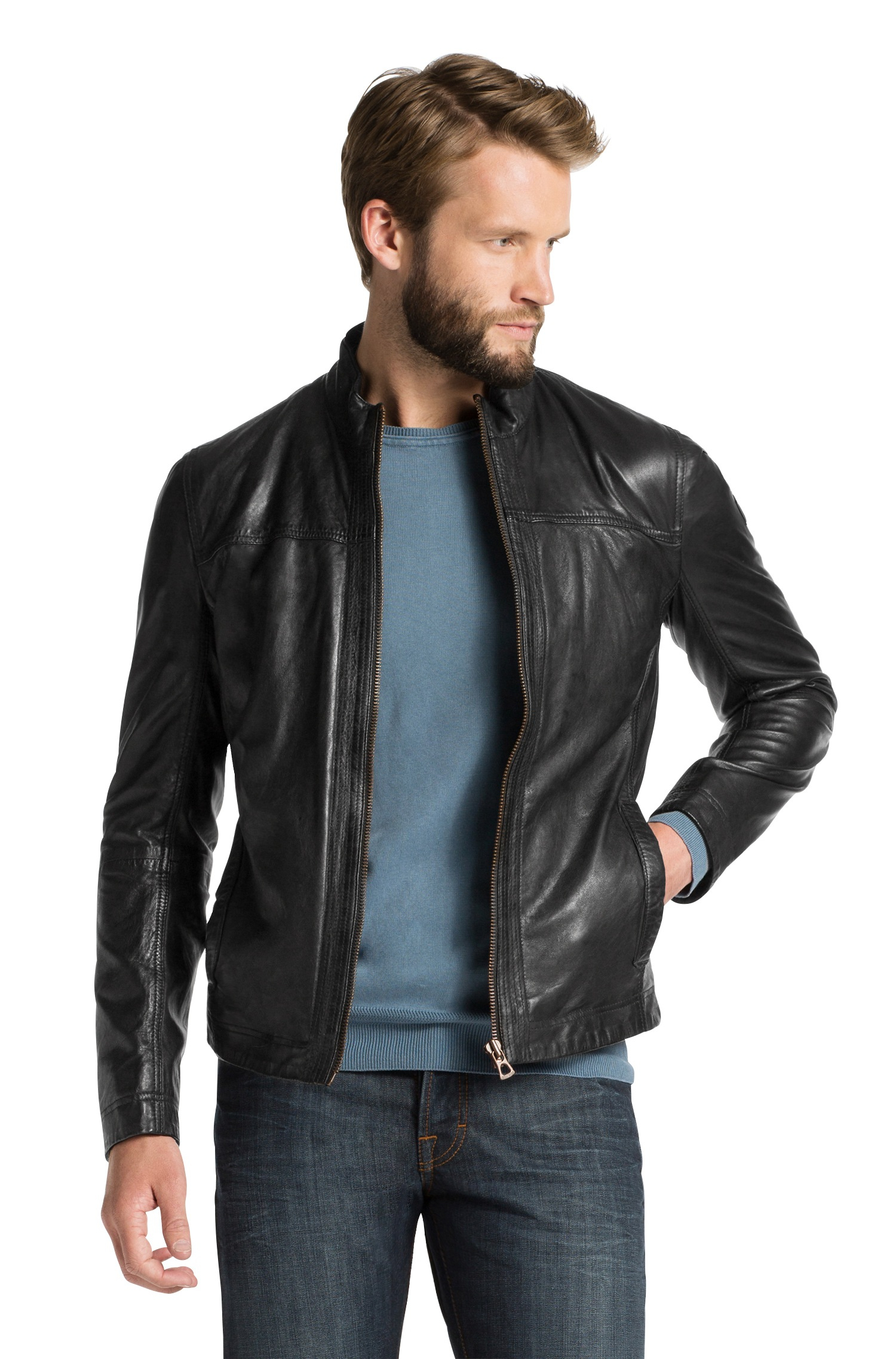 Boss Orange Sheepskin Leather Jacket Jips5 In Brown For Men Lyst Be Inspired