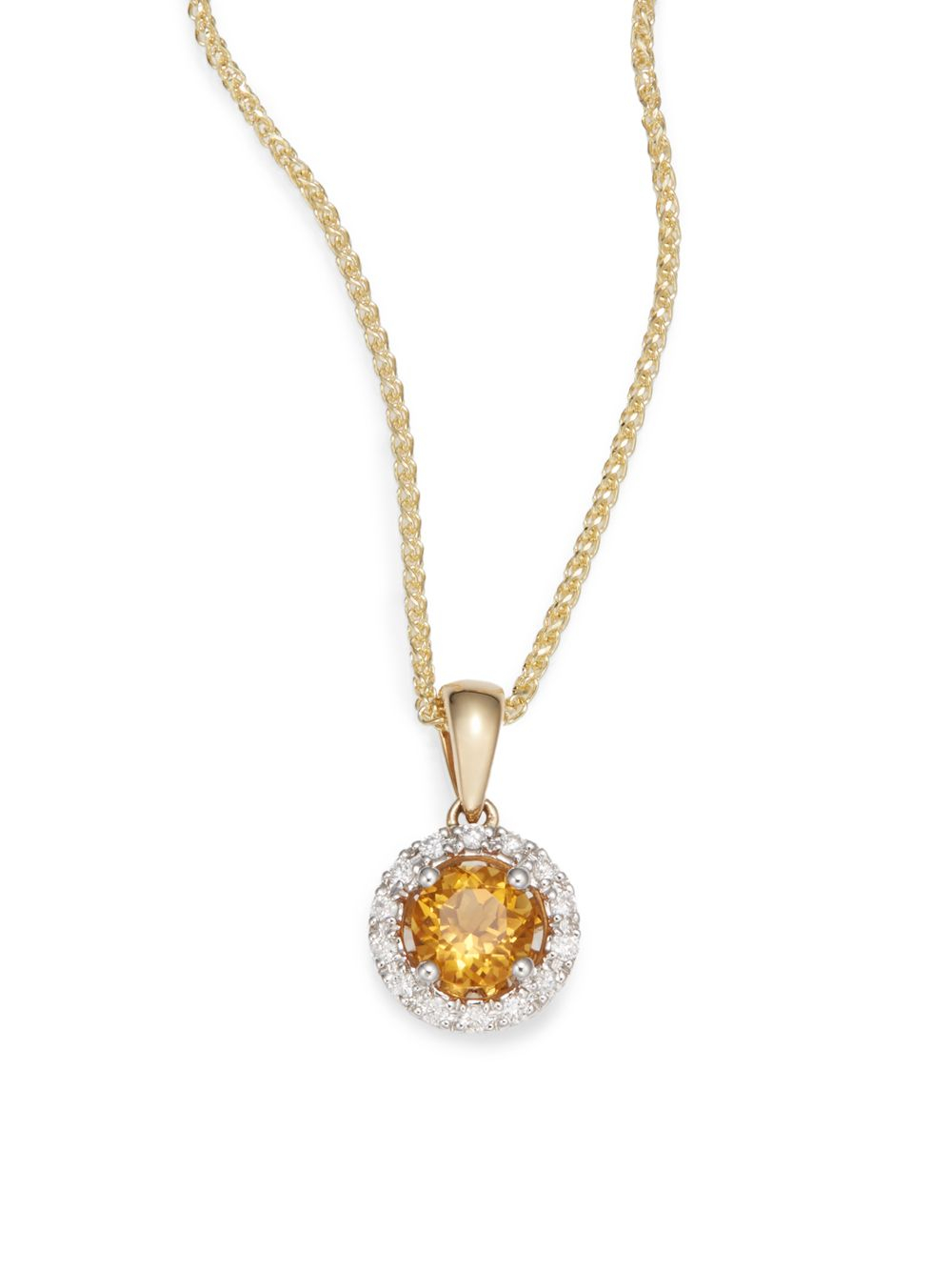Saks Fifth Avenue Citrine, Diamond & 14K Yellow Gold Halo Pendant