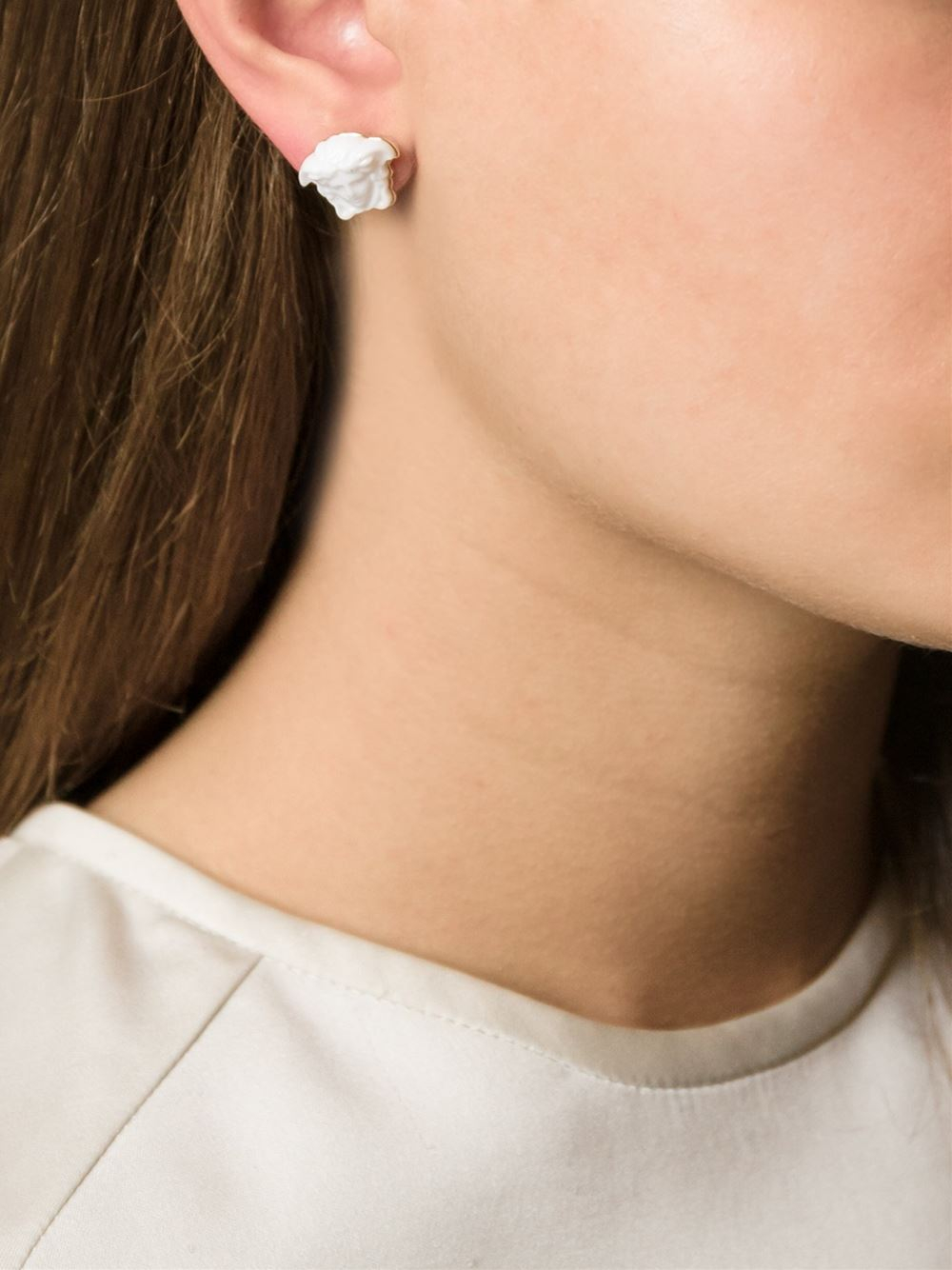 Versace Medusa Earrings in White - Lyst