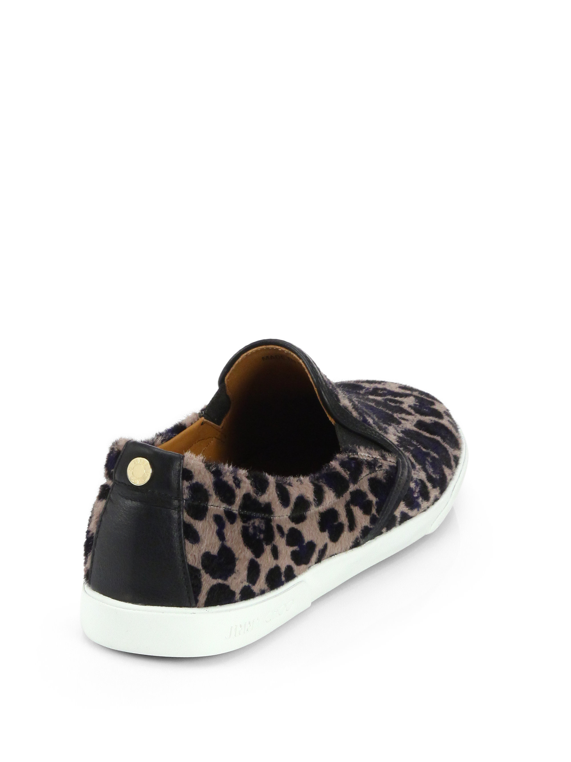 Jimmy Choo Demi Leopard-Print Calf Hair Sneakers | Lyst
