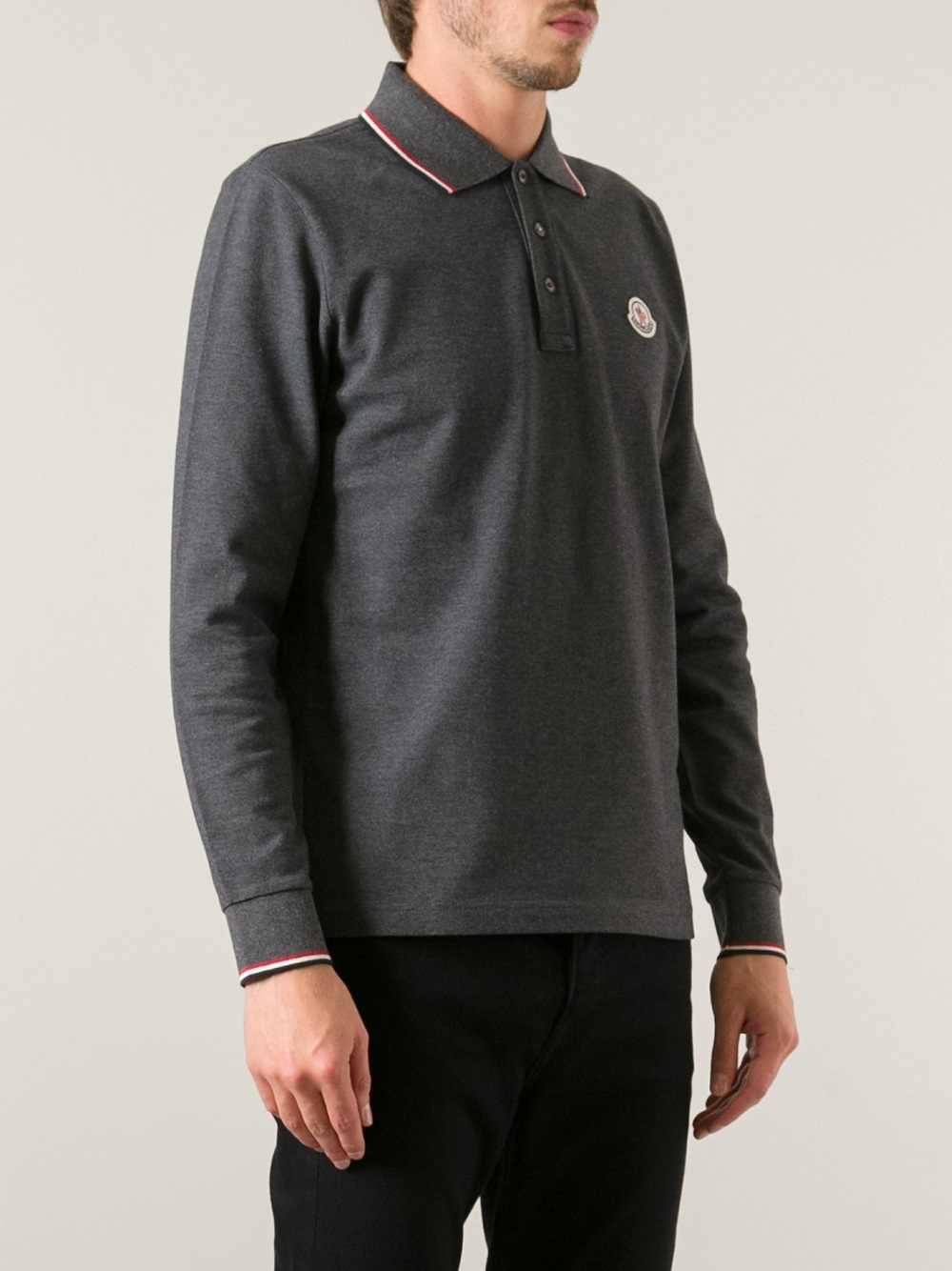 moncler long sleeve polo grey