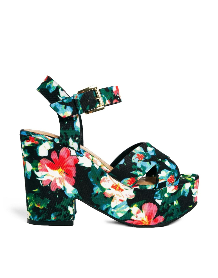 floral platform sandals