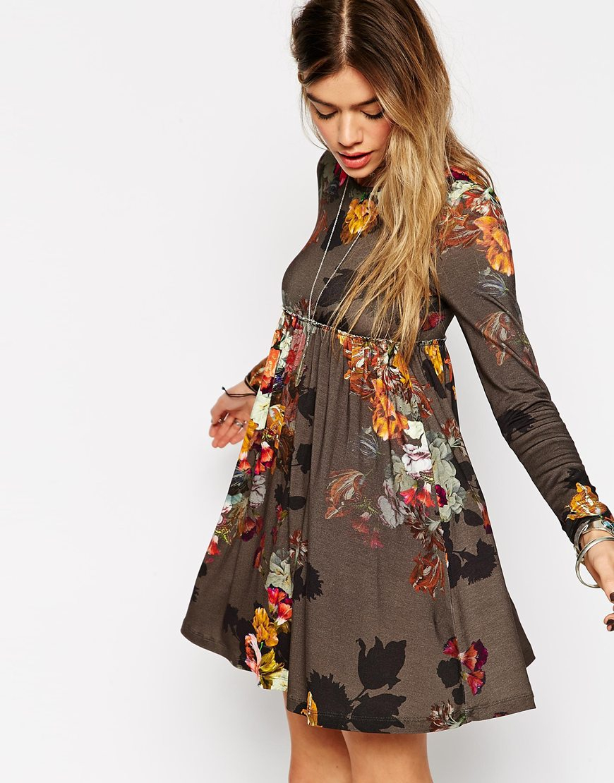 long sleeve babydoll dress womens